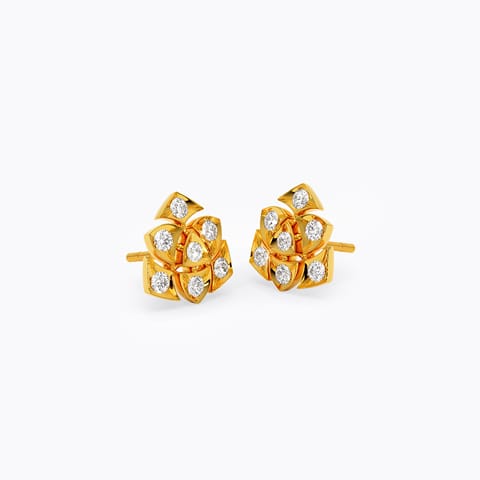 Malar 22k Gold and Diamond Stud Earrings